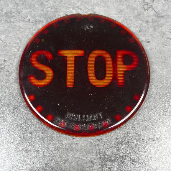 Antique Brilliant Red Glass STOP Tail Light Lens Reflector Automobilia VTG 4.25